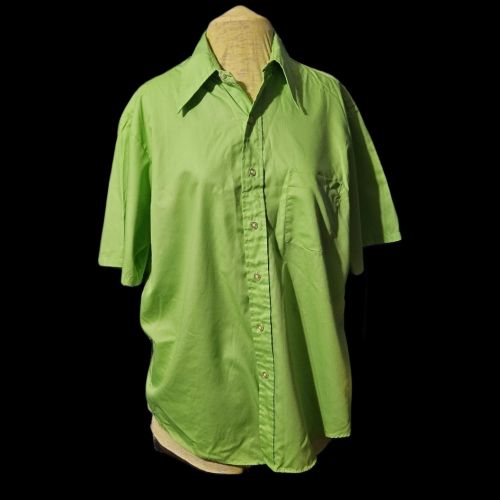 COPY - Vintage Men's Towncraft Plus, Penneys Bright Green Button Up Dress Shirt…